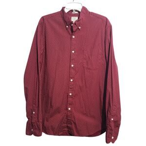 J. Crew Slim Secret Wash Organic Cotton Button Shirt Large Red
